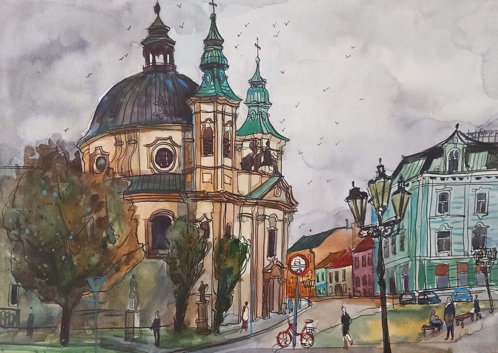 Old city watercolor painting 4